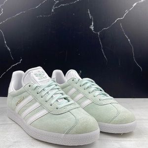 adidas Gazelle Mint Green and White Athletic Shoes
